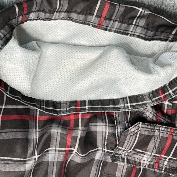 OP Mens Plaid Cargo Shorts L/G 36-38" Elastic Waist Drawstring Swim Trunks - Picture 12 of 14